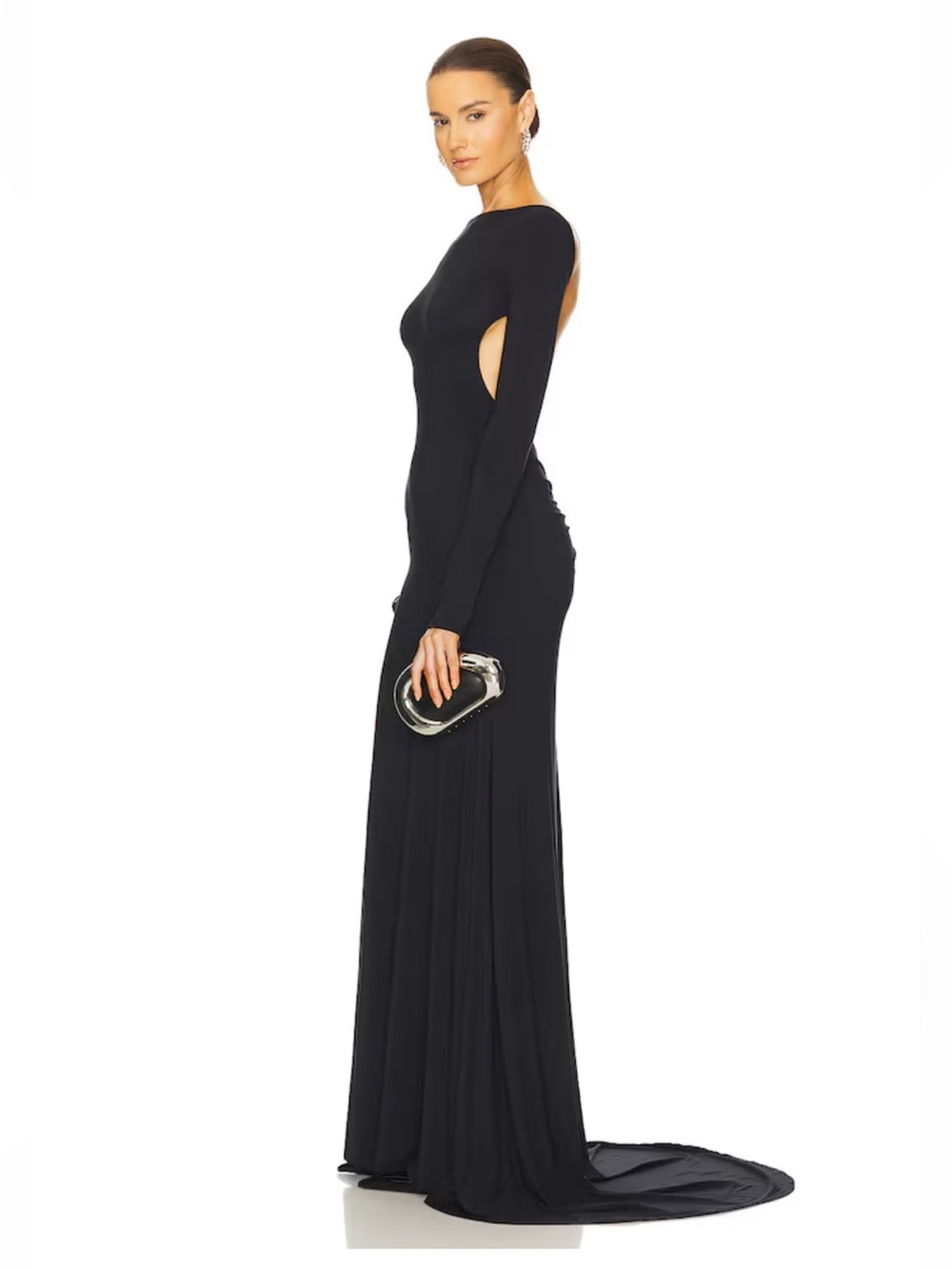 Helsa The Heidi Dress Black Long-Sleeve Maxi Evening gown with train Revolve XS - Picture 5 of 11